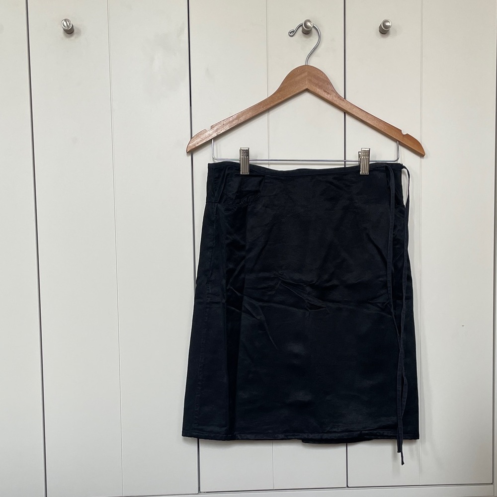 MM6 Maison Martin Margiela Black Sateen Wrap Skirt
